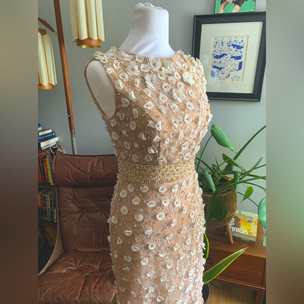 Elegant Cream Floral Embellished Dress
